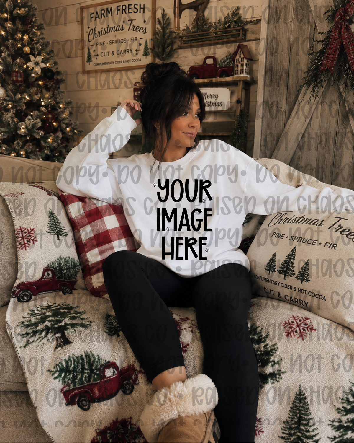 Christmas Themed Sweatshirt Mock-up - White